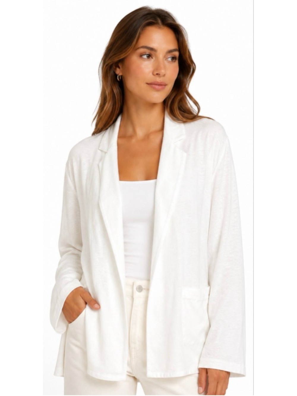 NWT Majestic Filatures White Linen Blend Blazer S